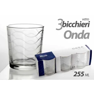 3 BICCHIERI ACQUA 225ML VETRO DEC. ONDA