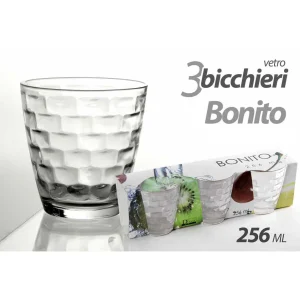 3 BICCHIERI ACQUA 256ML VETRO DEC. BONITO